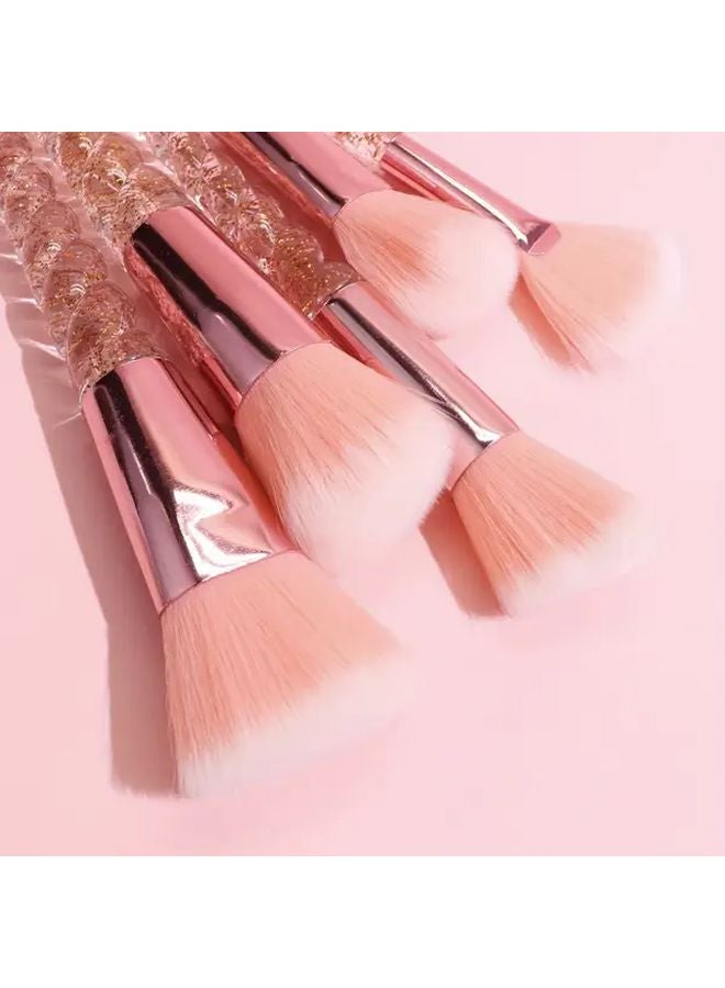 10 Pcs Pink Oval Makeup Brush Set Nylon Bristles Professional Cosmetic Brushes For All Skin Types - Image 5